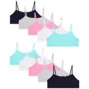Rene Rofe Girls' Training Bra - 10 Pack Cotton Stretch Adjustable Strap Bralette Starter Bras (7-14)